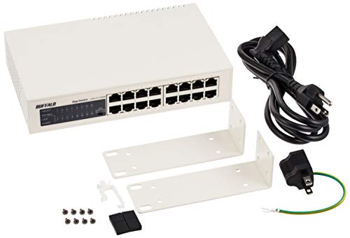 BUFFALO Giga対応 金属筺体 電源内蔵 16ポート ホワイト スイッチングハブ 日本メーカー LSW4-GT-16NSRの通販は