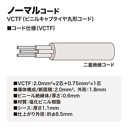 サンワサプライ 工事物件タップ 8個口・3P TAP-K8-10 10m