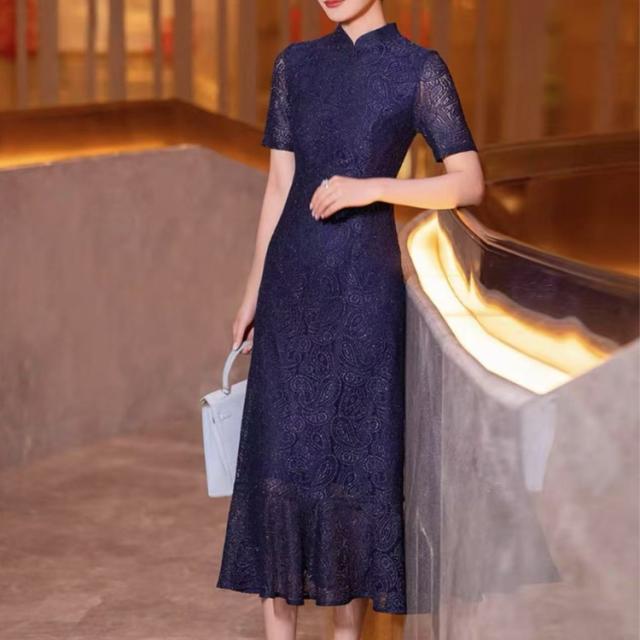 フォーマルドレス パーディードレス 50代 60代 母親 ドレス 結婚式 親族 フォーマルワンピース ミセス ロングドレス 袖あり レース ネイビー 40代  大きいサイズ 春 夏 叔母 祖母 シニア 顔合わせ フォーマル ミモレ丈 セレモニー パーティドレス 袖レース マザーズドレス フォーマルドレス パーディードレス 50代 60代 母親 ドレス 結婚式
