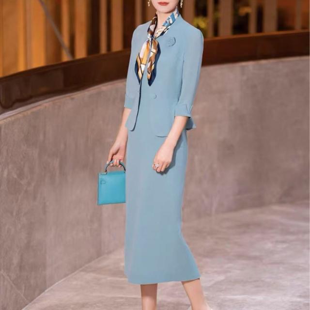 顔合わせ 母親 服装 50代 春 スーツ ワンピース セットアップ アンサンブル 長袖 ジャケット 着痩せ 体型カバー ロング フォーマルワンピース 60代 70代 40代