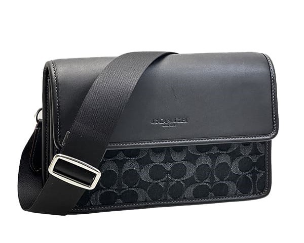 COACH ショルダーバッグ ターナー フラップ クロスボディ・シグネチャー デニム CQ148 SVBK シルバー/ブラック アウトレットの通販は