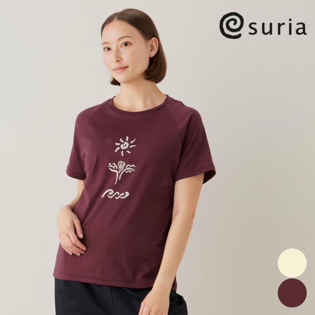 スリア ヨガ suria remi abiruコラボ テールトップ su-t788 ヨガウェア トップス レディース 半袖 Tシャツ フリーサイズ ゆったり ピラティスウェア 体型カバー おしゃれ 2025年 秋冬 新作