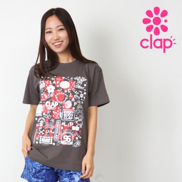 クラップ CLAP フィットネスウェア レディース 半袖 STICKER TEE M/Lサイズ ダンスウェア tシャツ トレーニングウェア 2025 新作