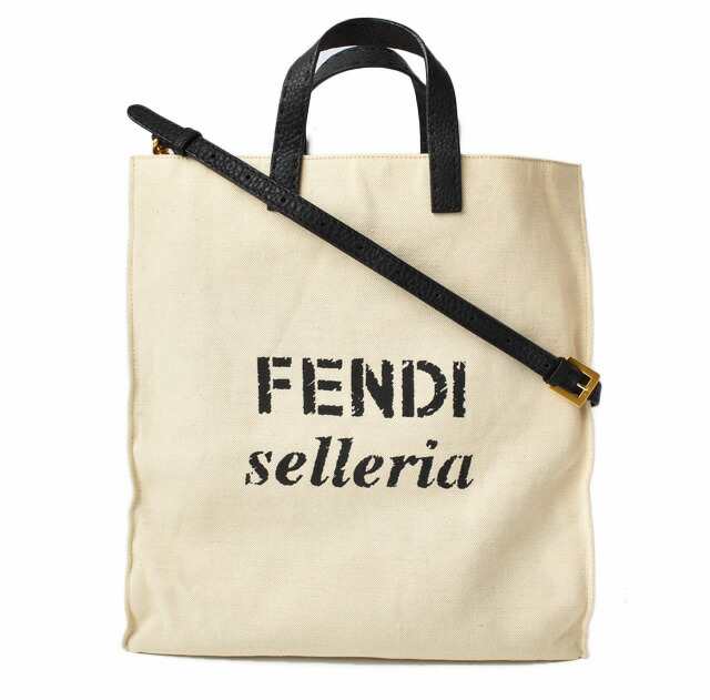 フェンディ トートバッグ/ショルダーバッグ FENDI 2wayトート ロゴ キャンバス ショルダーストラップ付 ナチュラル【中古】の通販は 44,880円