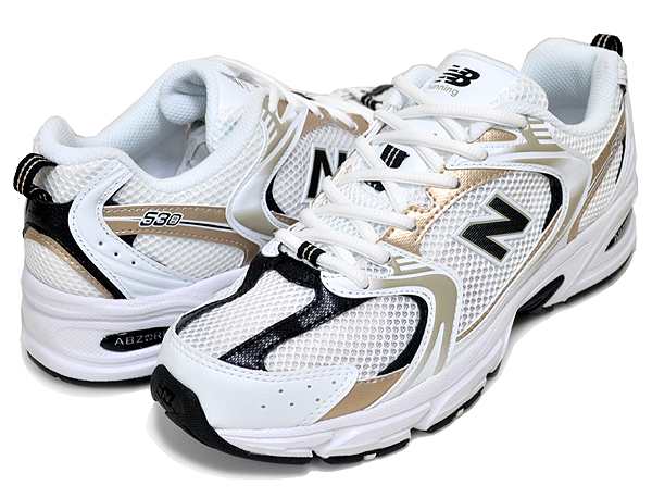 ニューバランス 530 NEW BALANCE MR530UNI width D White Light Gold Metallic レディース スニーカー ホワイト ブラック ライトゴールドの通販は