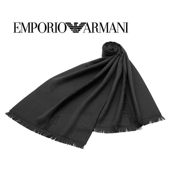 エンポリオ・アルマーニ EMPORIO ARMANI ウールマフラー メンズ（ブラック）ブランド 新作 ギフト 祝い 誕生日 バースデー クリスマス 成