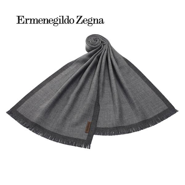 エルメネジルド・ゼニア ERMENEGILDO ZEGNA ウールマフラー（グレー×ブラック）新作 ギフト 祝い 誕生日 バースデー クリスマス 成人式