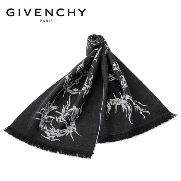 ジバンシー GIVENCHY ウールマフラー ストール（ブラック×グレー）ブランド 新作 ギフト 祝い 誕生日 バースデー クリスマス 成人式 プ