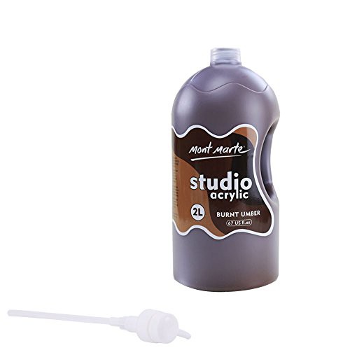 ホワイト Mont Marte アクリル Burnt Umber 2リットル 2L ポンプ付き 速い乾燥 被覆力強い 学生や芸術家に向き Acrylic Paintの通販は
