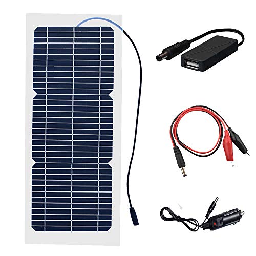 10W 18V ソーラーパネル XINPUGUANG 10W ソーラーバッテリー充電器、バッテリーメンテナー、ソーラーパネルトリクル充電器 ポータブル 超薄 防水 高効率 屋外活動 照明の使用 太陽光発電 (10W 18V)
