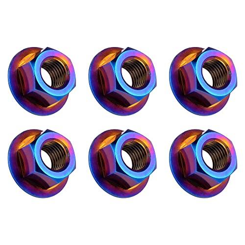 M10 1.5mm_青を燃やす Ruifu 6個入チタン合金 M10 x 1.0 1.25 1.5 mm 六角 ナット フランジ (M10 1.5mm， 青を燃やす) 5,247円