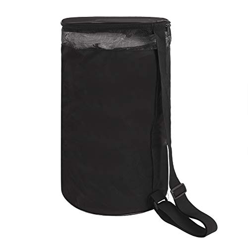 LONTG ボールバッグ 7号バスケ 2個入れる バスケ ボールケース 大容量 バスケバッグ 手提げ 斜め掛け 防水 バスケットボールバッグ 野球バッグ サッカー・バレーボール収納可 多機能 円筒型 バスケケース ブラック 5,225円
