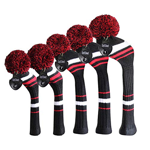Black Red White Alert Scott Edward ブラックホワイトレッドストライプゴルフスカーフ 5枚セット、ドライバー Woood (460cc)、フェアウェイウッド * 2、ハイブリッド * 2の通販は 6,452円
