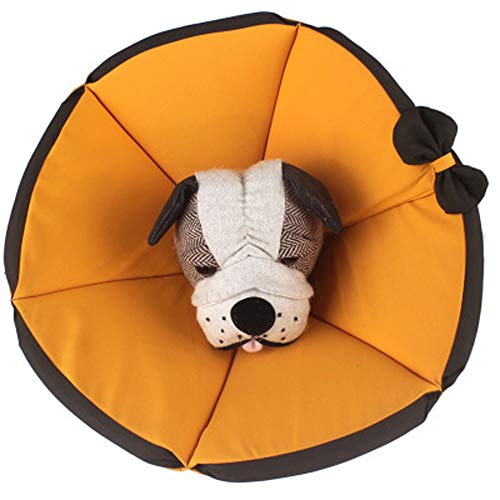 L_イェロー Komii エリザベスカラー 犬用 猫用 特大 軽量 布製 柔らかい 防水 耐久性 傷口保護 傷舐め防止 引っ掻き防止 調節可能 小型中型の大型犬猫に適しています (L， イェロー)の通販は