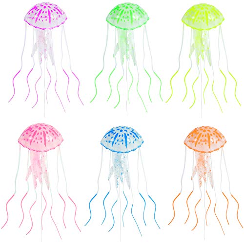 EnergyPower 観賞用 シリコン製人工クラゲ 蛍光色６色セット フェイクジェリーフィッシュ カラフル イミテーション 海月 水母 餌やり不要で水を汚しません 観賞魚水槽のインテリアに アクアリウム/水草水槽/水中ガーデニング/ネイチャーアクアリウムの通販は