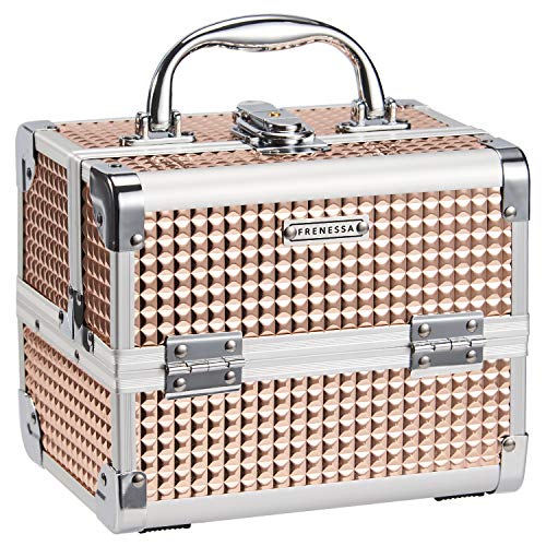 ローズゴルード Hapilife メイクボックス 鏡付き 化粧品収納ボックス メイク ボックス 大容量 コスメボックス 化粧箱 化粧品 収納ケース 化粧ボックス 化粧品ボックス 自宅用 旅行用 (ゴルード)の通販は 5,336円