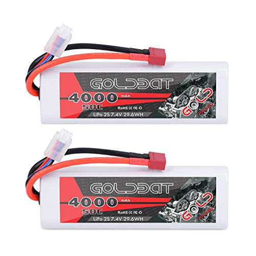 GOLDBAT 4000mAh 2S 50C 7.4V リポバッテリー 2個入り ラジコンリポバッテリー Lipo バッテリー RCカー用 バッテリー ラジコンカー用 レ