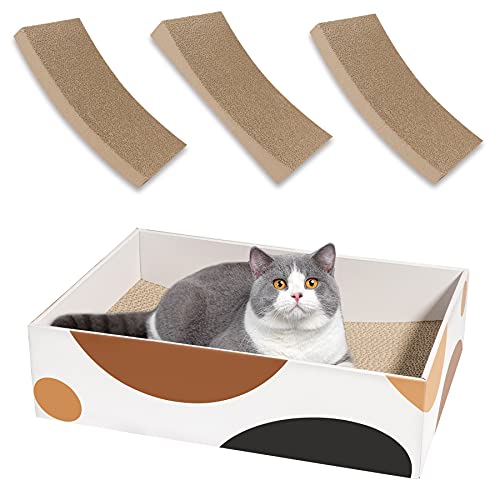 波型 ComSaf 爪研ぎ 猫 ダンボール 爪とぎ 波型 3枚セット 箱付き ベッド サークル 耐久 高密度 43cmx30cmx12cmの通販は 6,205円