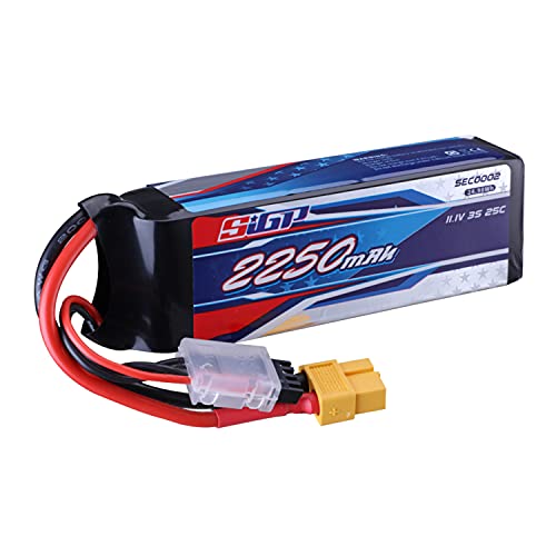 SIGP 11.1V 3S RCリポバッテリー25C 2250mAh XT60プラグ付き RC 飛行機クワッドコプターヘリコプタードローン FPV レーシングホビーの通販は