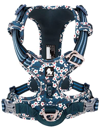 XS_Saxony Blue cocomall 2020新型 犬用ハーネス 犬用胴輪 ドッグ ペット用品 ハーネス 3M反射材料 訓練 ナイロン製 小型犬、中型犬、大型犬に向け 通気性 調節可能 (XS， 2021 Saxony Blue)の通販は 7,185円