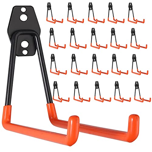 オレンジ sumunior ガレージ用フック20個 ツールフック ガレージ収納フック 滑り止め加工 物掛け フック 壁面取付工具 ダブルフック 強力な耐荷重 ガレージ・ストレージ・ハンガー 頑丈な壁掛けガレージオーガナイザー 高耐久 パックガレージ収納フック 強力 壁 玄関 倉庫の通販は