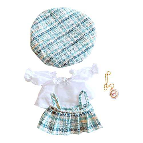 ブルー niannyyhouse ぬいぐるみ 用 20cm人形の服 帽子+ワイシャツ+スカート+付属品 4点セット サスペンダースカート ベレー帽 着せ替え 服 人形ベビー服 綿人形の服 (blue) 5,113円