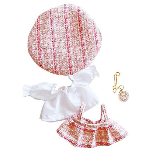 ピンク niannyyhouse ぬいぐるみ 用 20cm人形の服 帽子+ワイシャツ+スカート+付属品 4点セット サスペンダースカート ベレー帽 着せ替え 服 人形ベビー服 綿人形の服 (pink) 5,382円