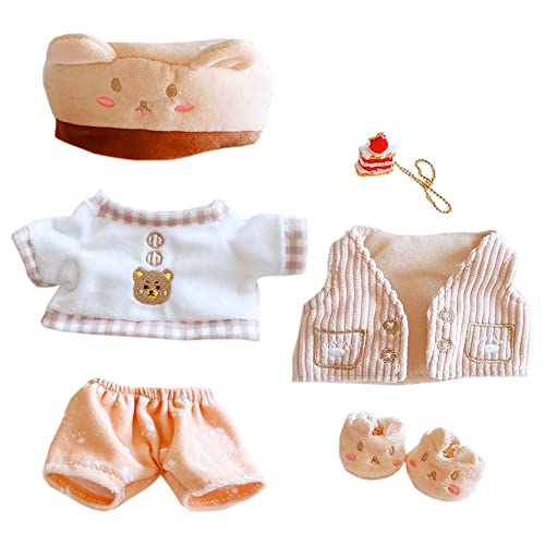 niannyyhouse 20cm人形の服 ぬいぐるみ 用 マペットの衣装 帽子+Tシャツ+ベスト+半ズボン+靴+パケット 6点セット クマの服 綿人形の服 人形ベビー服 着せ替え 5,696円