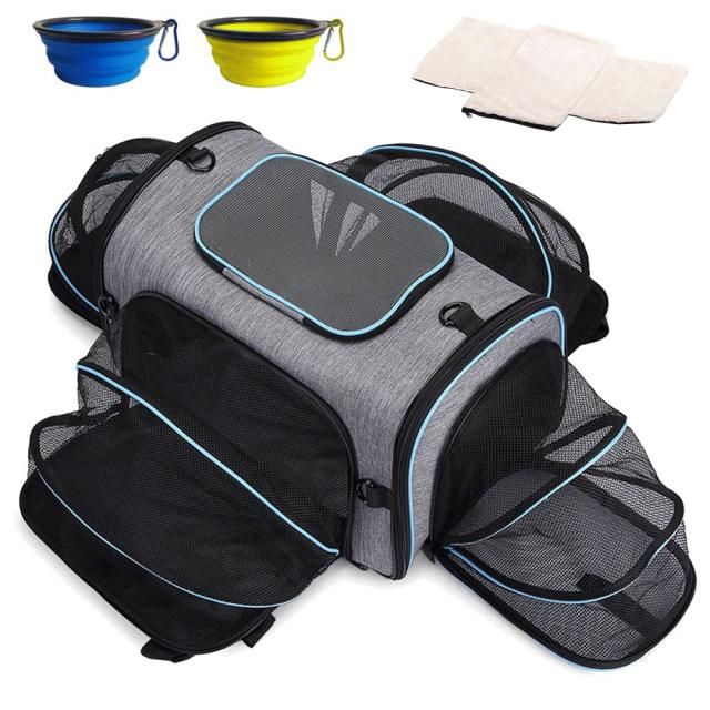 L Glvaner ペットキャリー 犬用 猫用 ペットキャリー キャリーバッグ キャリーケース 4way 車載 手提げ 折りたたみ可能 洗濯可能 通気性 外出 散歩 旅行 通院 アウトドア 緊急避難 お出かけ 犬の鉢 猫食器 ポケット 敷きマット付き (L)の通販は