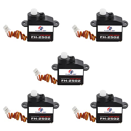 JST1.0mm FLASH HOBBY FH-2502 高トルク 黒い プラスチックサーボ 3.6V小型軽量サーボ 5個 2.2g マイクロロボット、ロボットアーム、ボート、ヘリコプターなどに適用 (JST-1.0mm)の通販は