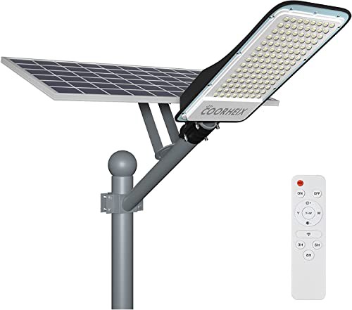 COORHEIX 300W 屋外のソーラー街灯、ソーラーフラッドライトは夕暮れから夜明けまでの防水セキュリティLEDモーションセンサー、切替可能なリモコン付きデュアルカラーとRGB搭載で、中庭、花園、通り、駐車場などに適しています。 Blackの通販は