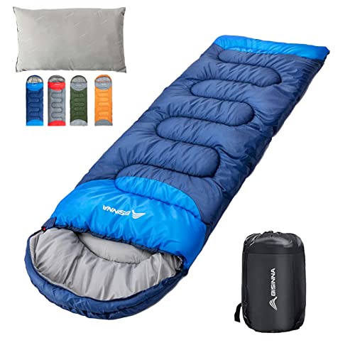 ブルー_1500g左開き BISINNA 寝袋 春秋用 アウトドア シュラフ 封筒型 軽量 連結可能 コンパクト キャンプ 210T防水 丸洗い可能 スリーピングバッグ 登山 車中泊 部屋 枕 収納袋付き 快適温度15℃（1.5kg ブルー/左開き） 6,066円