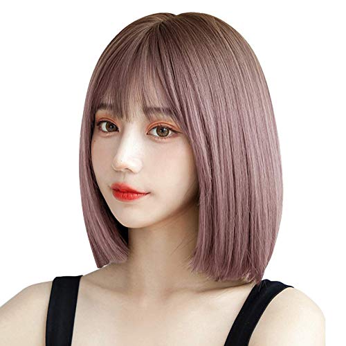 ピンク*茶色（根元棕）_Free ウィッグ ボブ ショート Candybay レディース wig カツラ ボブショート セミロング ファッション フルウイッグ 小顔 おしゃれ 可愛い 自然 耐熱 ネット付き (ピンク*茶色（根元棕）)の通販は 5,291円