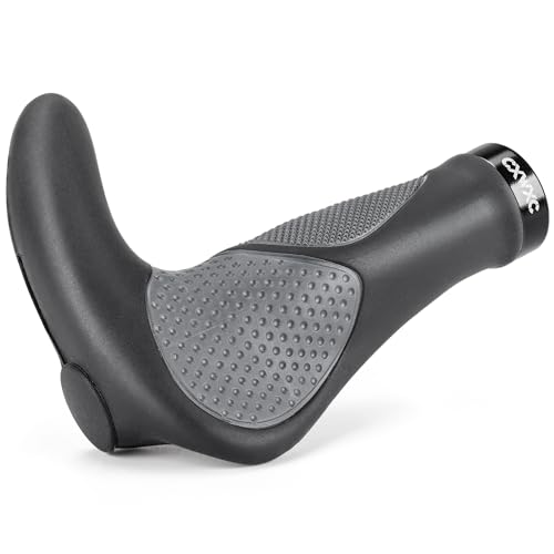 バーエンド付きエルゴグリップ（ロング/ロング） CXWXC 自転車 グリップ 耐久性 エルゴグリップ 疲労を大幅軽減 滑り止め 取付簡単 (VLG-1185AD3)の通販は