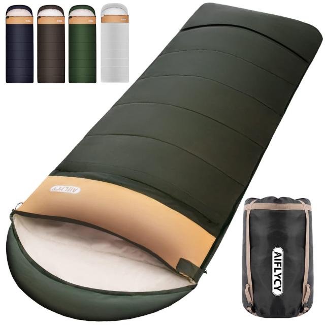 ブラック_1.8kg 寝袋 冬用 封筒型 AIFLYCY シュラフ 冬用 コンパクト【足元に二重保温・230T防水】1.8Kg 2.2Kg 1.4Kg 快適温度-15℃-25℃ 簡単収納 封筒型 軽量 シュラフ 中綿 登山 車中泊 防災用 アウトドア キャンプ 丸洗い可能 春夏秋冬の使用可能 収納袋付きの通販は