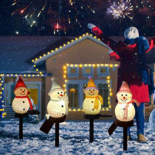 ピンク ソーラーライト 雪だるま ガーデンライト クリスマス飾り 置物ライト アウトドアソーラーライト 充電式ソーラー 屋外防水ライト クリスマス装飾ライト 自動点灯 埋め込み式 置物ライト 庭 パス 歩道 芝生 デコレーション (ピンク)の通販は