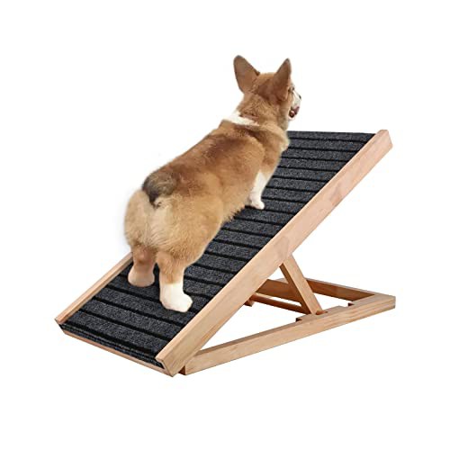 ybaymy ペットスロープ 木製 ドッグ スロープ ヘルニア防止 2段 調節可能 折りたたみ 耐荷重60kg 犬用安全スロープ 収納便利 ペットの階段 小型 中型 大型犬 高齢犬 老犬適応