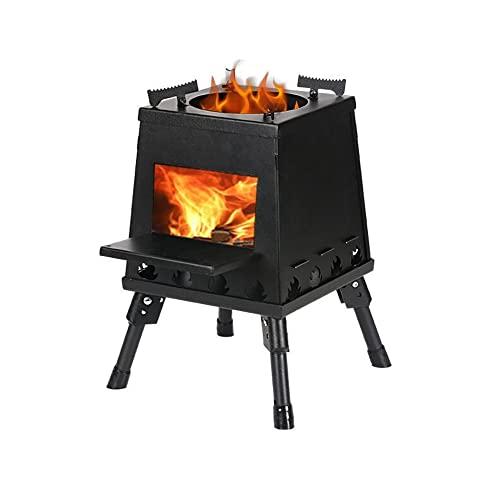 Large ZWSJLC 薪ストーブ 折り畳み 高効率 二次燃焼 キャンプストーブ 超軽量でポータブル ソロストーブ 組み立て簡単 ハイキング バックパッキング ピクニック キャンプ用品 グローブ/ストーブのフック/収納袋付き(L)