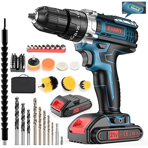 ブルー Vancely 電動ドライバー 21V 最大42N・m 25+3段階トルク調節 電動ドリル 一台5役 無断変速 正逆転切替 充電式 コードレス ドリルドライバー LEDライト、バッテリー2個付き 穴あけ ネジ締付工具 DIY家具組み立て適切 初心者でも使いやすい (ブルー)の通販は