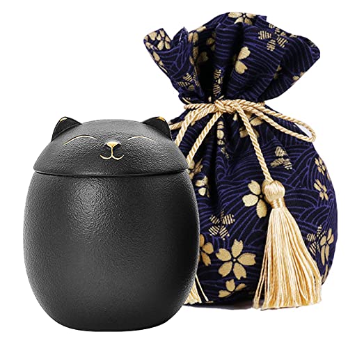 ブラック ziyeu ミニ骨壷 猫の形 猫 分骨壺 遺骨入れ 骨壷 ペット 分骨 遺灰 手元供養 ペット仏壇用 袖珍骨壷 和風柄の袋付きの通販は 5,634円