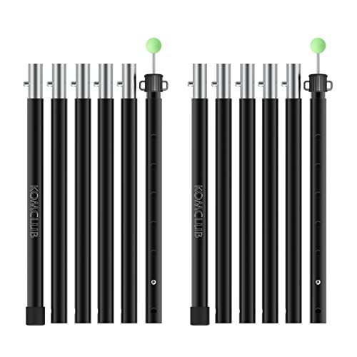 ２本セット KOMCLUB テントポール タープポール 収納40cm MAX240cm 直径24mm 25段階調節 6節連結 アルミ製 高さ調整可能 プッシュボタン式 組立簡単 収納袋付き 天幕用ポール キャンプ設営用
