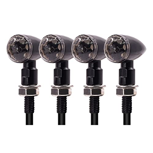 Aoling ウインカー バイク 砲弾型、オートバイ ターンシグナル 、12V 前後左右対応 アンバー バイク ウインカー LED バイク 方向指示器 スモークレンズ アルミ合金製本体 アンティーク アメリカン フロント リア ポジションランプ コーナリングランプ 汎用 4個 5,253円