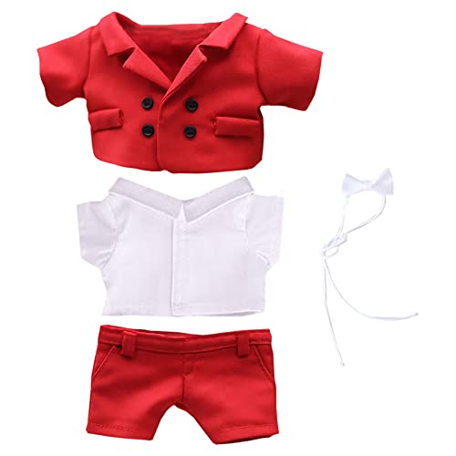 Red niannyyhouse 15cm ぬいぐるみ 服 スーツ 上着 白のシャツ リボン ズボン 綿人形の服 着せ替え (Red)の通販は 4,883円