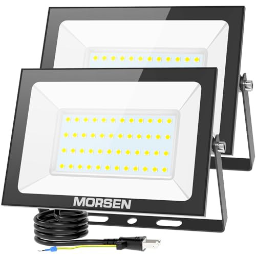 MORSEN 投光器 80W 2セット led 10000ML 6500K 極薄型 100v 灯光器 作業灯 外灯 工事用ライト 屋外用 野外 防水 看板灯 集魚灯 駐車場用