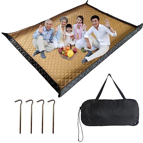 200CM*300CM_カーキ ピクニッレジャーグランドシート厚手防水大判 レジャーコンパクトおしゃれ大きい野餐?テントインナーマットキャンプ アウトドア 3人用 (200CM*300CM， カーキ)の通販は 7,494円