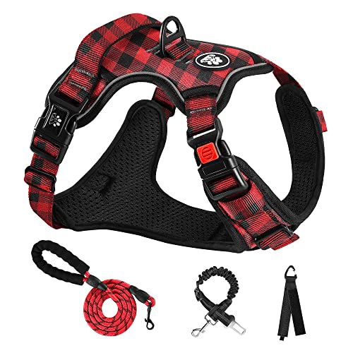XS_red charge NESTROAD 犬 ハーネス 犬用胴輪 調節可能 夜間反射 小型犬/中型犬/大型犬 通気性 メッシュ 歩行補助 散歩 しつけ用 軽量 安全 おしゃれ 引っ張り防止 ドッグ 柴犬 秋田犬 (赤チェック，XS)の通販は