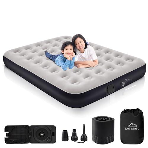 グレー・ブルー Kotesoto 電動エアーベッド ダブル 電動ポンプ内蔵 エアーマット コンパクト キャンプマット 充電式 電動エアベッド 空気ベッド エアーマットレス キャンプ用 家庭用 来客用 防災用 お昼寝用 予備ベッド 198cm×152cm×25cm 耐荷重300kg(グレー・ブルー)の通販は