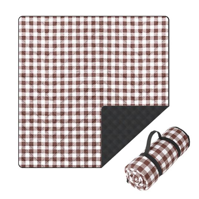 200x200cm_ブラウン EASYLEE レジャーシート おしゃれ ピクニックシート 厚手3層構造 大きい4〜8人用200X150cm/200x200cm 軽量持ち運びやすい 洗濯機洗い可チェック柄キャンプマット 防水防? 快適な座り心地 ピクニック アウトドア キャンプ 防災 遠足 お花見 運動会 花火大会の通販は 5,270円