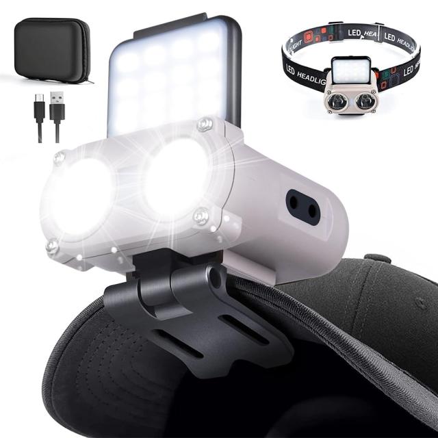 Grey Msnaile キャップライト ヘッドライト 充電式 帽子ライト 【4~70時間点灯 30~900ルーメン 無段階調光 赤色サブライト搭載 180°角度調節可能 ?IPX4防水】 ヘルメットライト 釣り キャンプ用 収納ボックス付き 日本語取扱説明書付き 5,626円