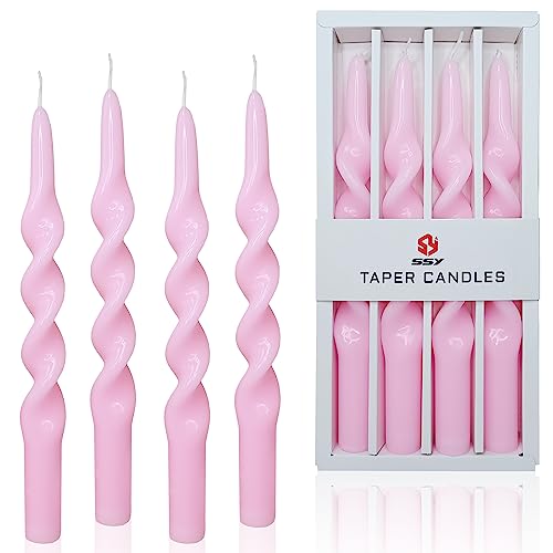 #1-pink 4個入り 手作りキャンドル テーパーキャンドル スパイラルキャンドル 香りのない 螺旋 ろうそく 結婚祝い キャンドル ホームデコレーションの通販は